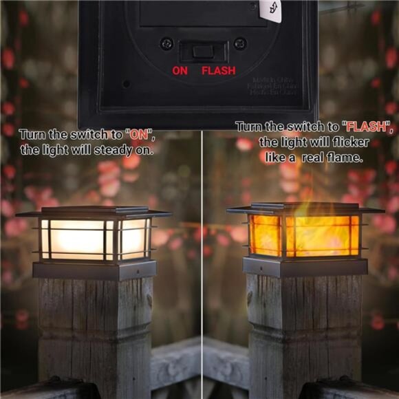 Dynaming 8 Pack Solar Flame Post Lights Outdoor, Solar Powered Fence Post - Picture 5 of 7